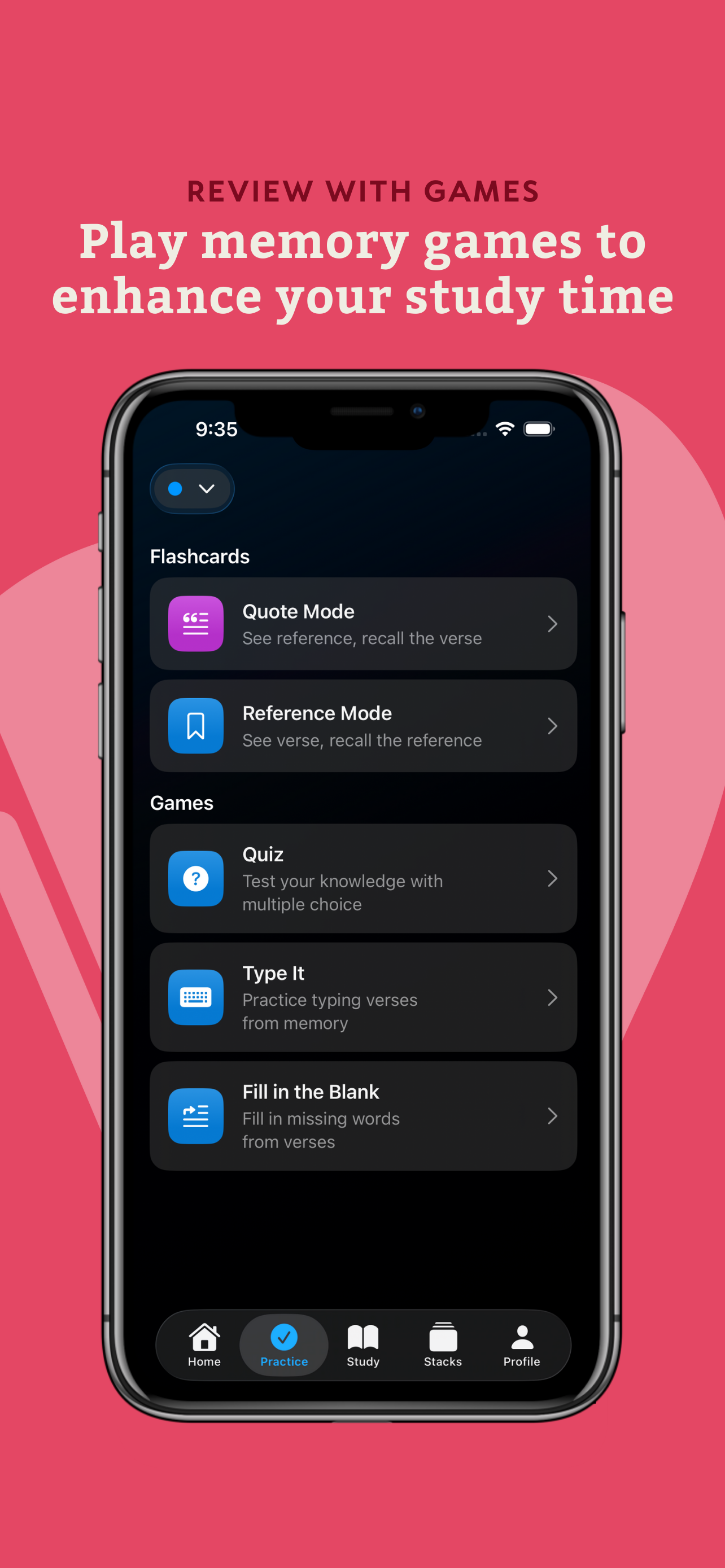 Review with games - Play memory games to enhance your study time