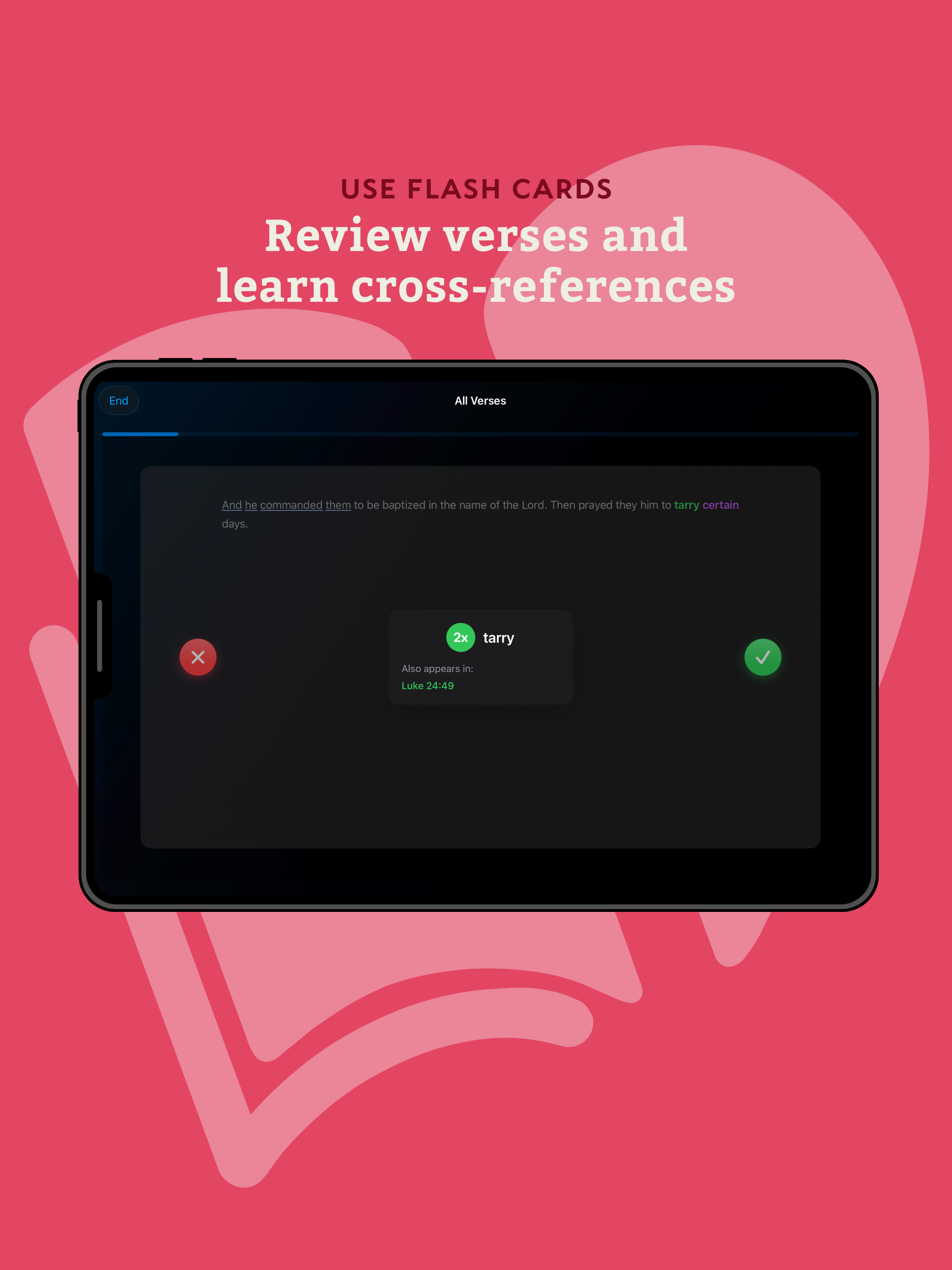 Use flashcards on iPad - Review verses and learn cross-references