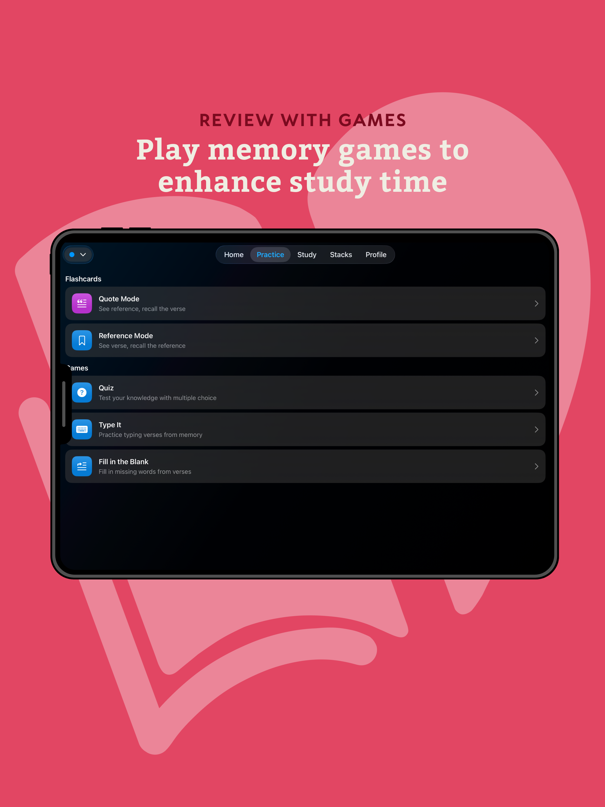 Review with games on iPad - Play memory games to enhance your study time